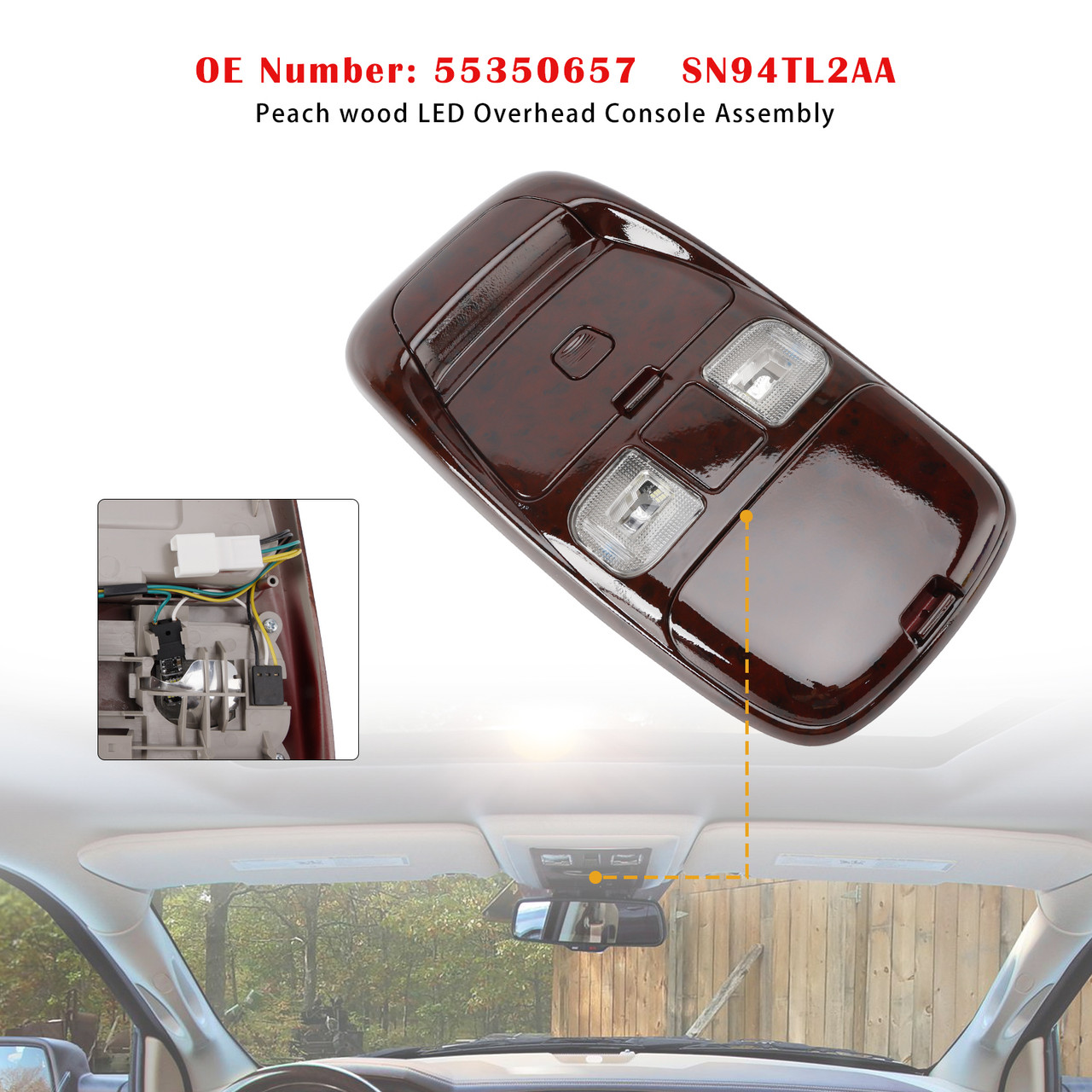 1998-2002 Dodge Ram 2500 Front LED Overhead Console Assembly 55350657 Peach wood Generic