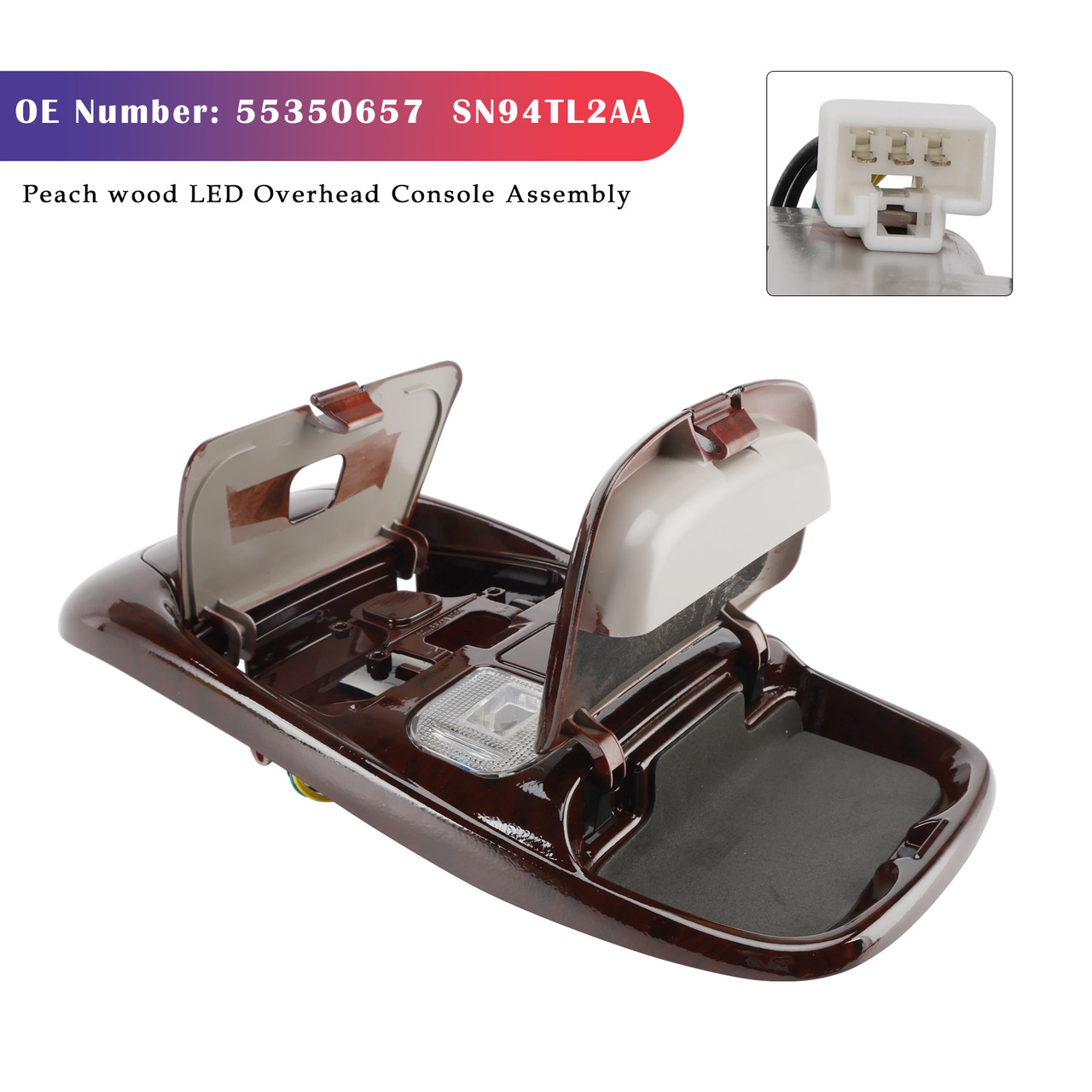 1998-2002 Dodge Ram 3500 Front LED Overhead Console Assembly 55350657 Peach wood Generic