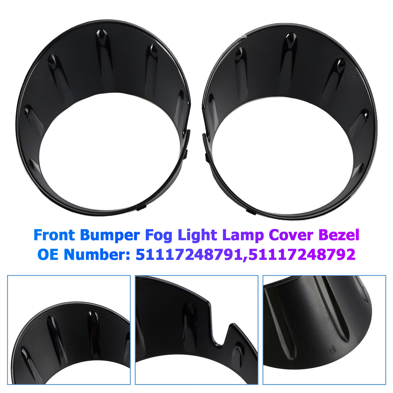 2009-2015 MINI Cabrio R57 LCI Pair Front Bumper Fog Light Lamp Cover Bezel 51117248791 51117248792 Generic