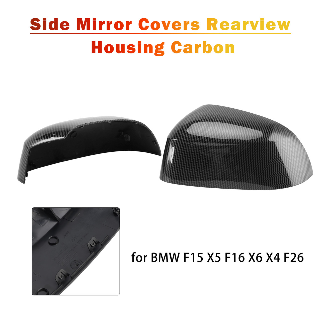 2014-2018 BMW F15 X5 & F16 X6 1 Pair Side Mirror Covers Rearview Housing Carbon Fiber Generic