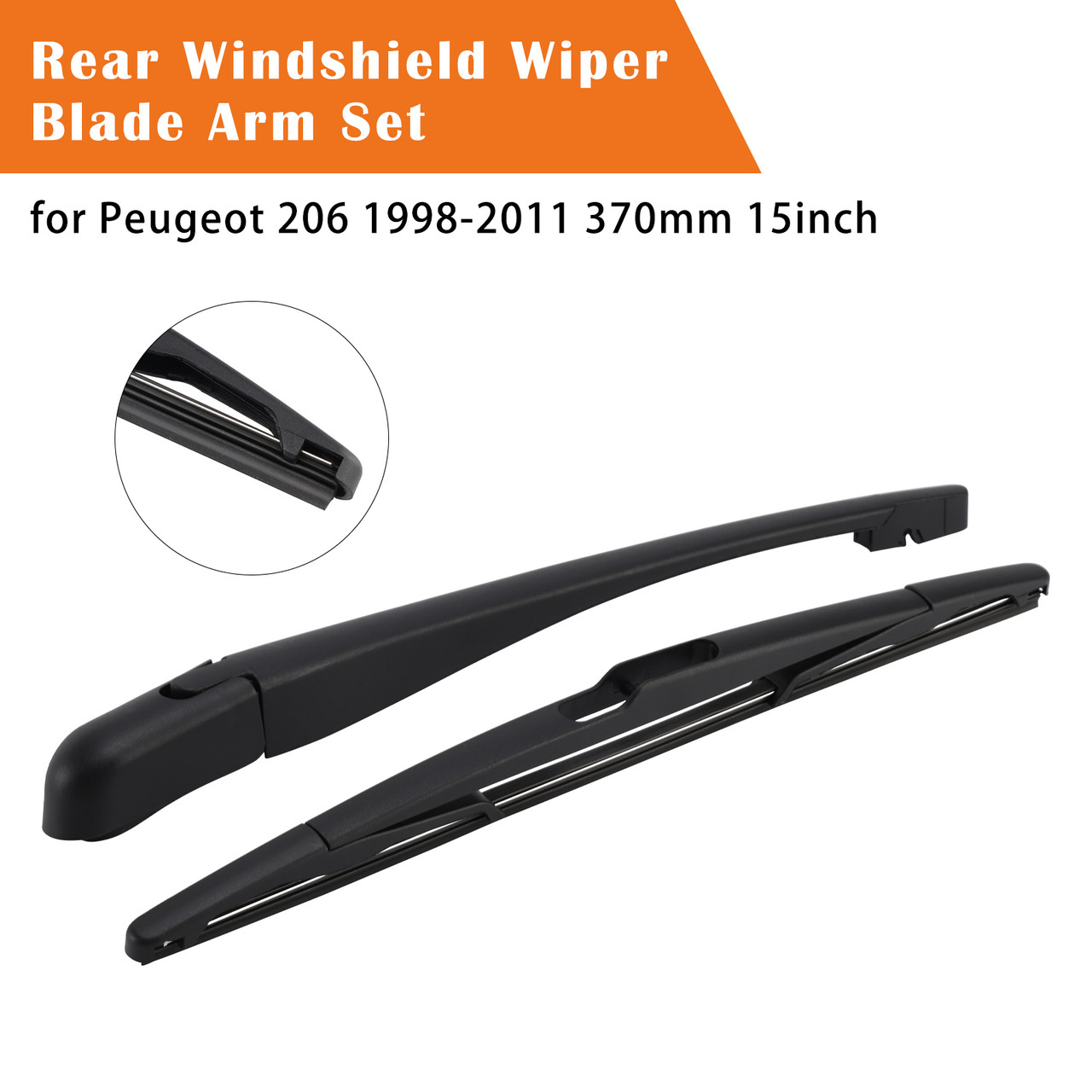 1995-2003 Peugeot 106 Rear Windshield Wiper Blade Arm Set Black Generic