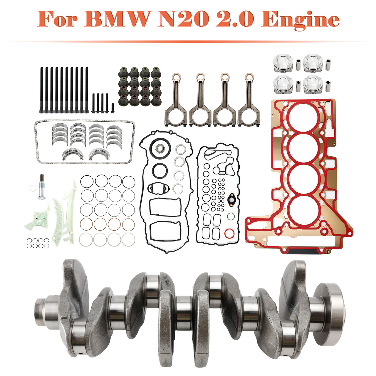2009-2017 BMW N20 N26 2.0 Engine Overhaul Rebuild Kit Crankshaft/Conrods/Piston Kit/Gasket Generic