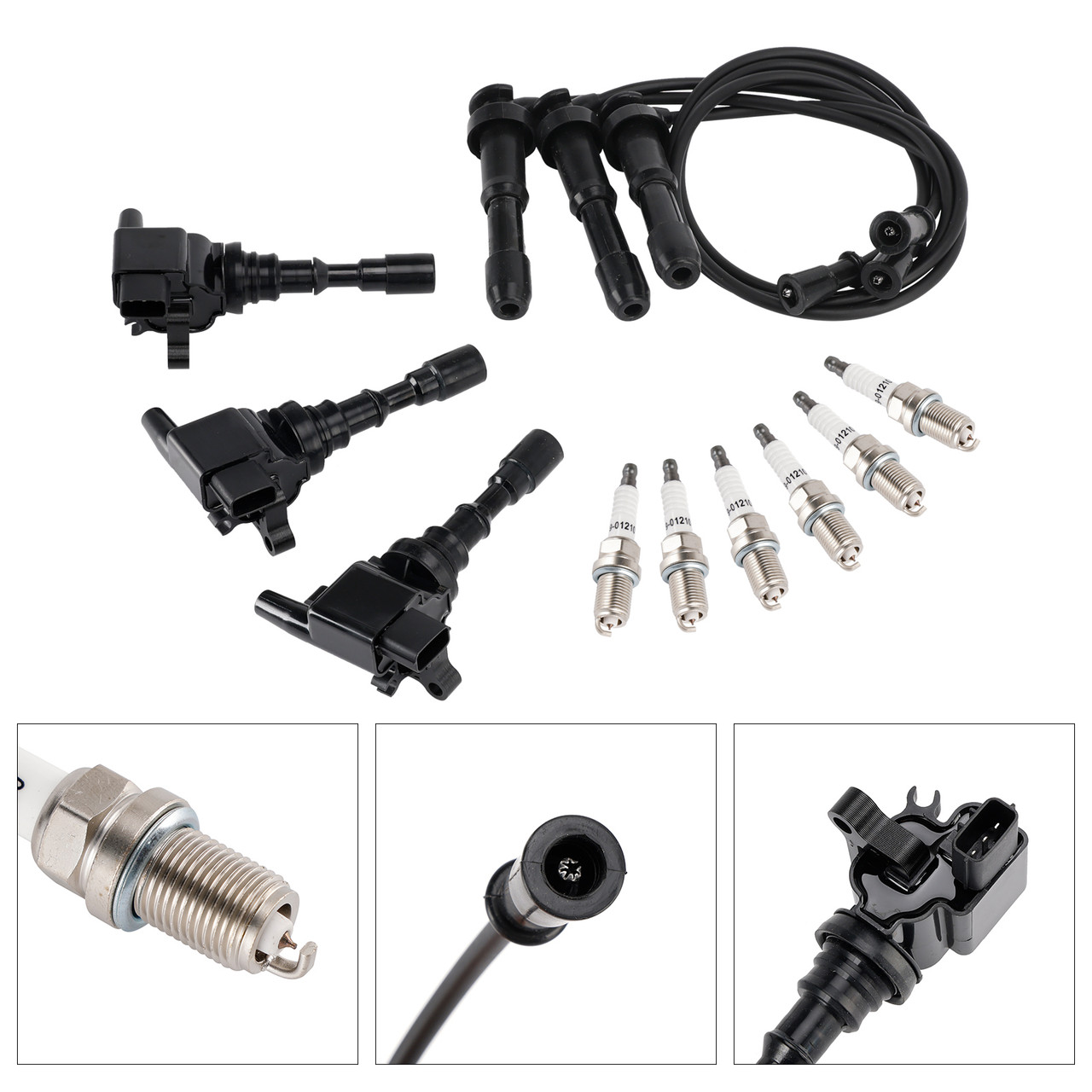 2003-2006 Kia Sorento 3.5L V6 3xIgnition Coil & 6x Spark Plug & 3x Wireset UF431 Generic