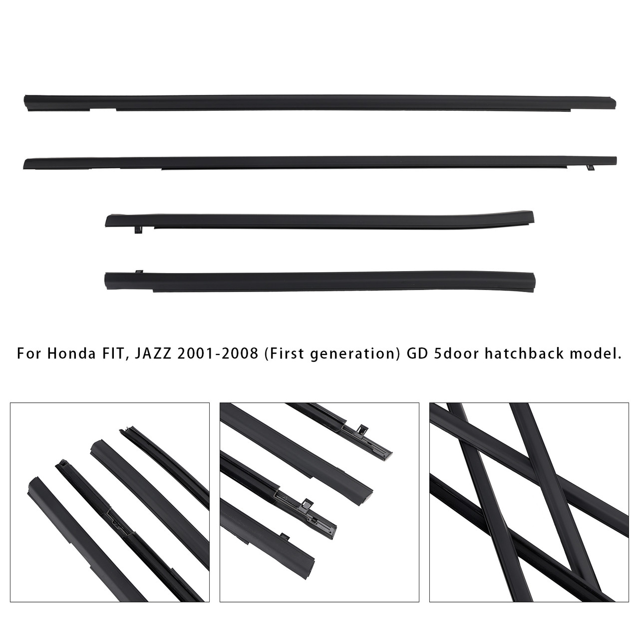 2001-2008 Honda FIT JAZZ 1st gen 4PCS Weatherstrip Rubber Seal