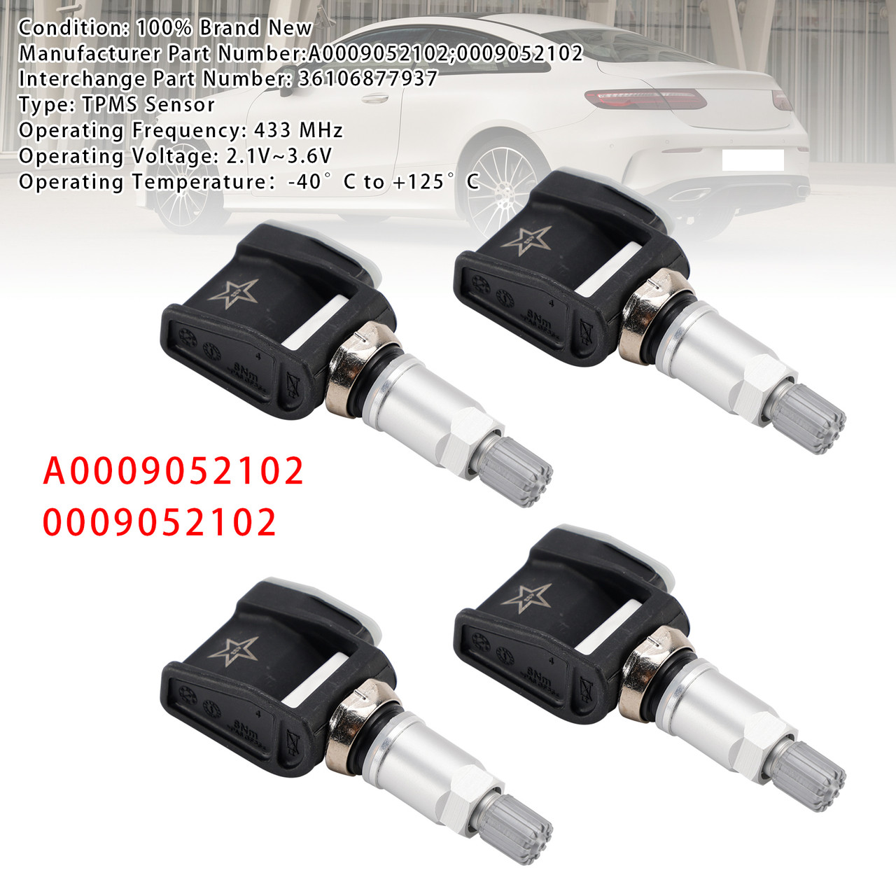 2019-2021 Mercedes-Benz G550 G63 AMG 4X TPMS Tire Pressure Sensor A0009052102 Generic 2019-2021 Mercedes-Benz G550 G63 AMG 4X TPMS Tire Pressure Sensor A0009052102 Generic