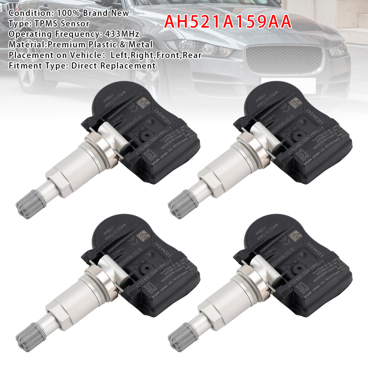 2014-2021 Land Rover RANGE ROVER SPORT II VELAR L560 VOQUE L405 4X TPMS Tire Pressure Sensor AH521A159AA Generic 2014-2021 Land Rover RANGE ROVER SPORT II VELAR L560 VOQUE L405 4X TPMS Tire Pressure Sensor AH521A159AA Generic