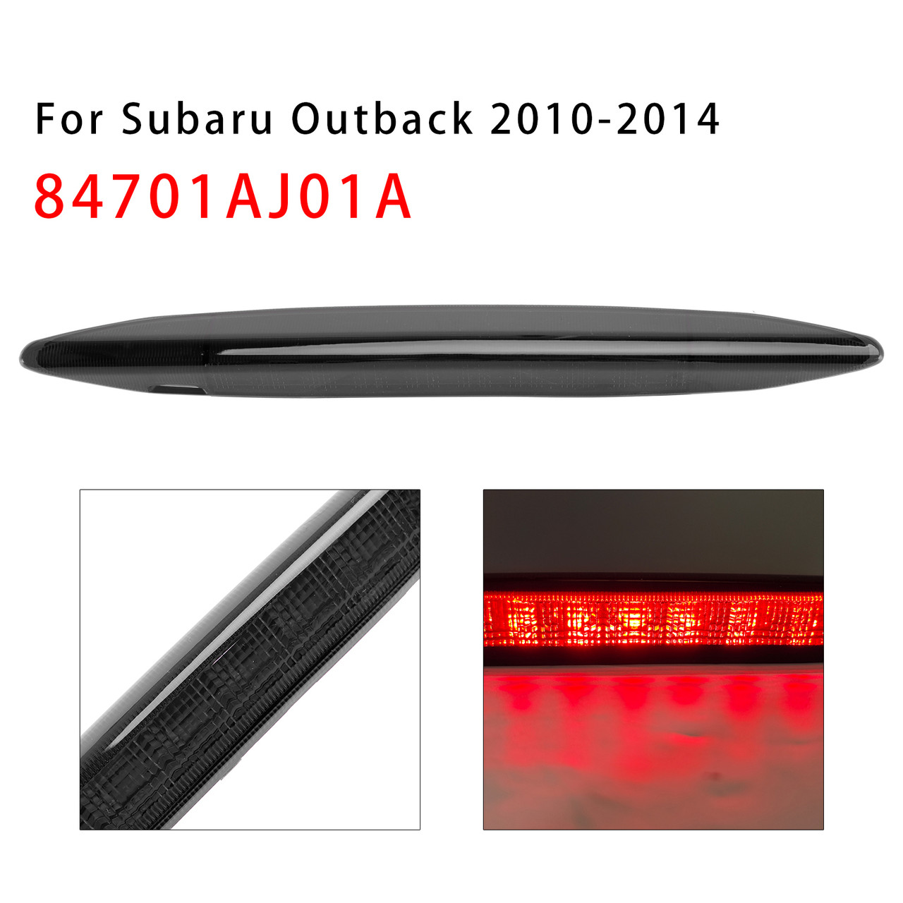 2010-2014 Subaru Outback High Mount Third Brake Light Lamp 84701AJ01A Black Generic