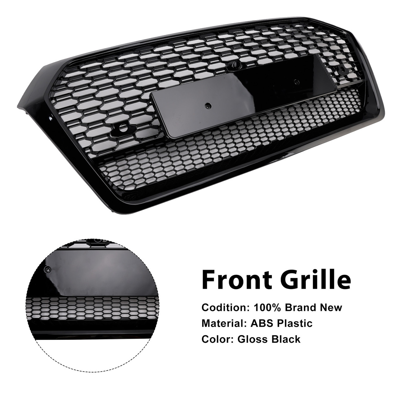 2018-2020 Audi Q5 SQ5 RSQ5 Style Front Honeycomb Mesh Grille Gloss Black Generic