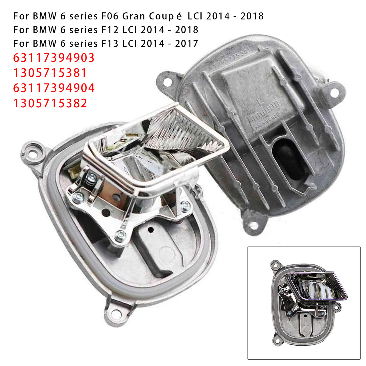 2014-2018 BMW 6 series F06 F12 F13 Left+Right LED Cornering Light Module 63117394903 Generic