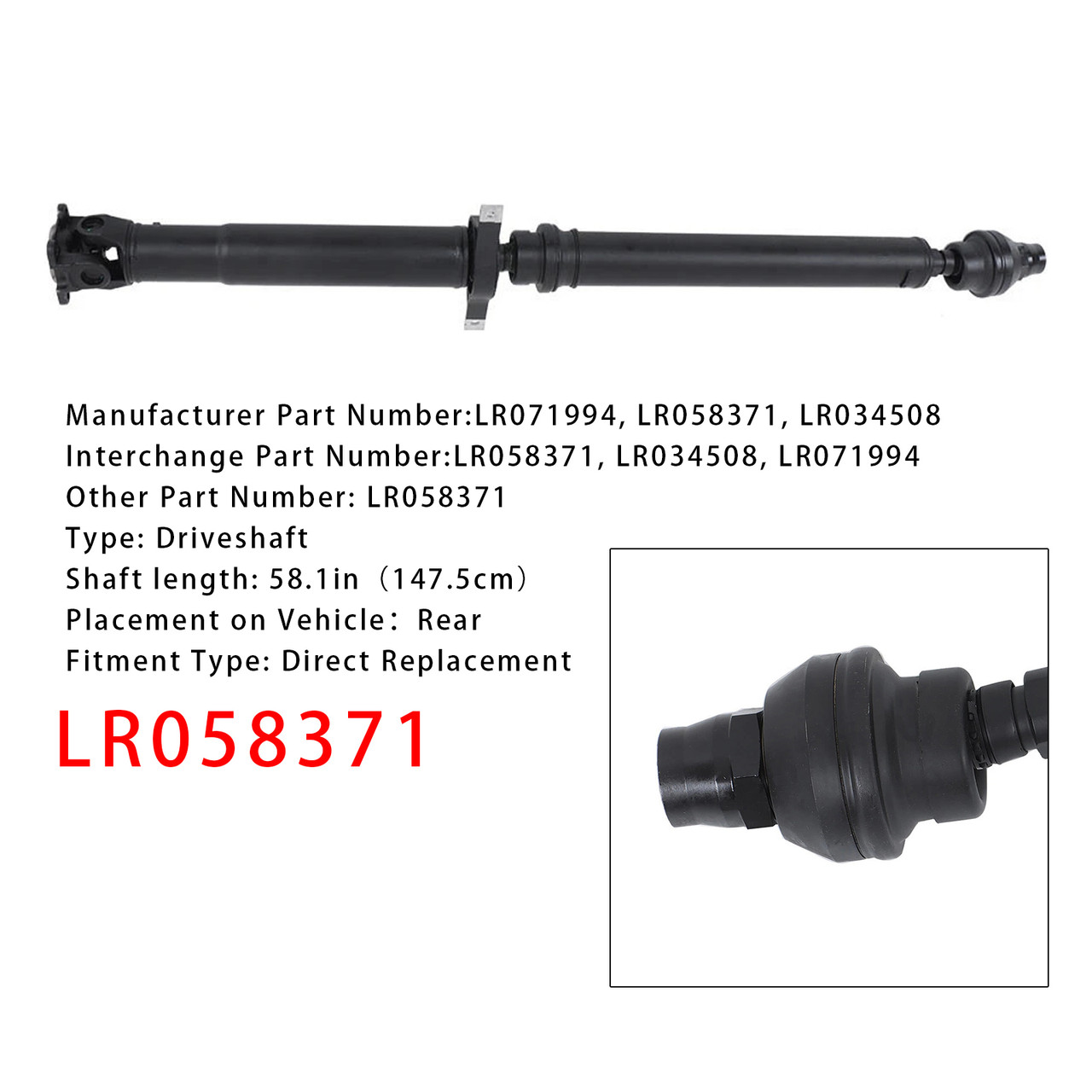 2014-2016 Land Rover Range Rover Sport V6 3.0L Rear Drive Shaft Assembly LR058371 Generic 2014-2016 Land Rover Range Rover Sport V6 3.0L Rear Drive Shaft Assembly LR058371 Generic