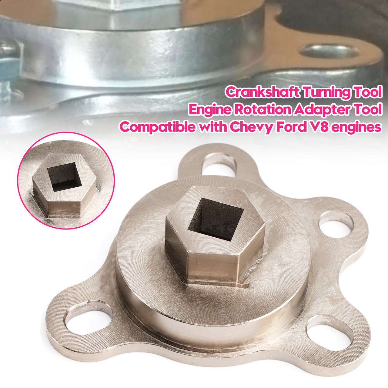 Chevy Ford V8 engines Crankshaft Turning Tool Engine Rotation Adapter Tool Generic Chevy Ford V8 engines Crankshaft Turning Tool Engine Rotation Adapter Tool Generic