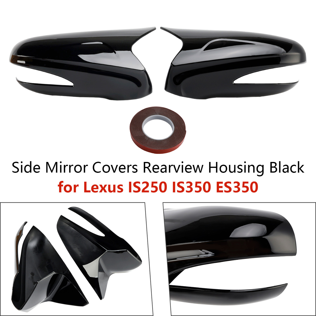 2009-2012 Lexus IS250 IS350 Side Mirror Covers Rearview Housing Black Generic