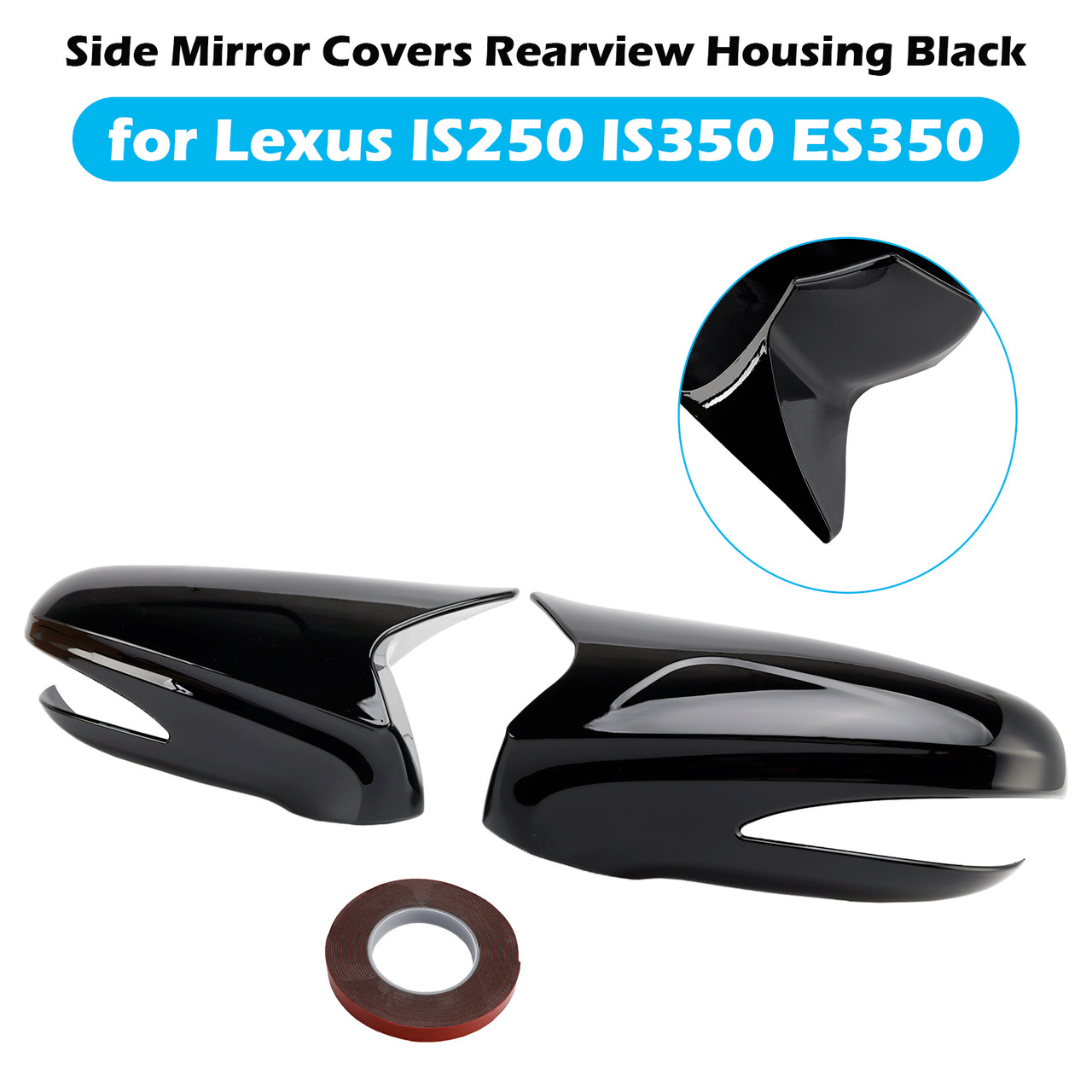 2009-2012 Lexus ES350 Side Mirror Covers Rearview Housing Black Generic 2009-2012 Lexus ES350 Side Mirror Covers Rearview Housing Black Generic