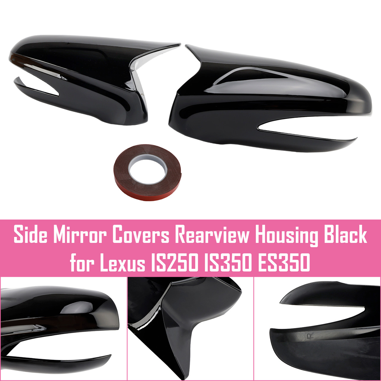 2009-2012 Lexus ES350 Side Mirror Covers Rearview Housing Black Generic 2009-2012 Lexus ES350 Side Mirror Covers Rearview Housing Black Generic