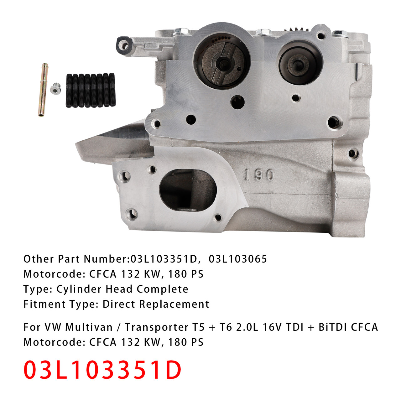 Cylinder Head Complete 03L103351D For VW Multivan Van V VI T5 T6 2.0 TDI 16V CFCA