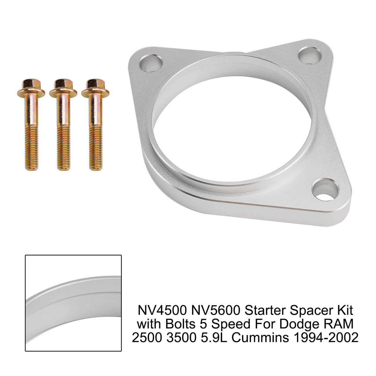 1994-2002 Dodge RAM 2500 3500 5.9L Cummins Starter Spacer Kit with Bolts 5 Speed NV4500 NV5600 Generic 1994-2002 Dodge RAM 2500 3500 5.9L Cummins Starter Spacer Kit with Bolts 5 Speed NV4500 NV5600 Generic