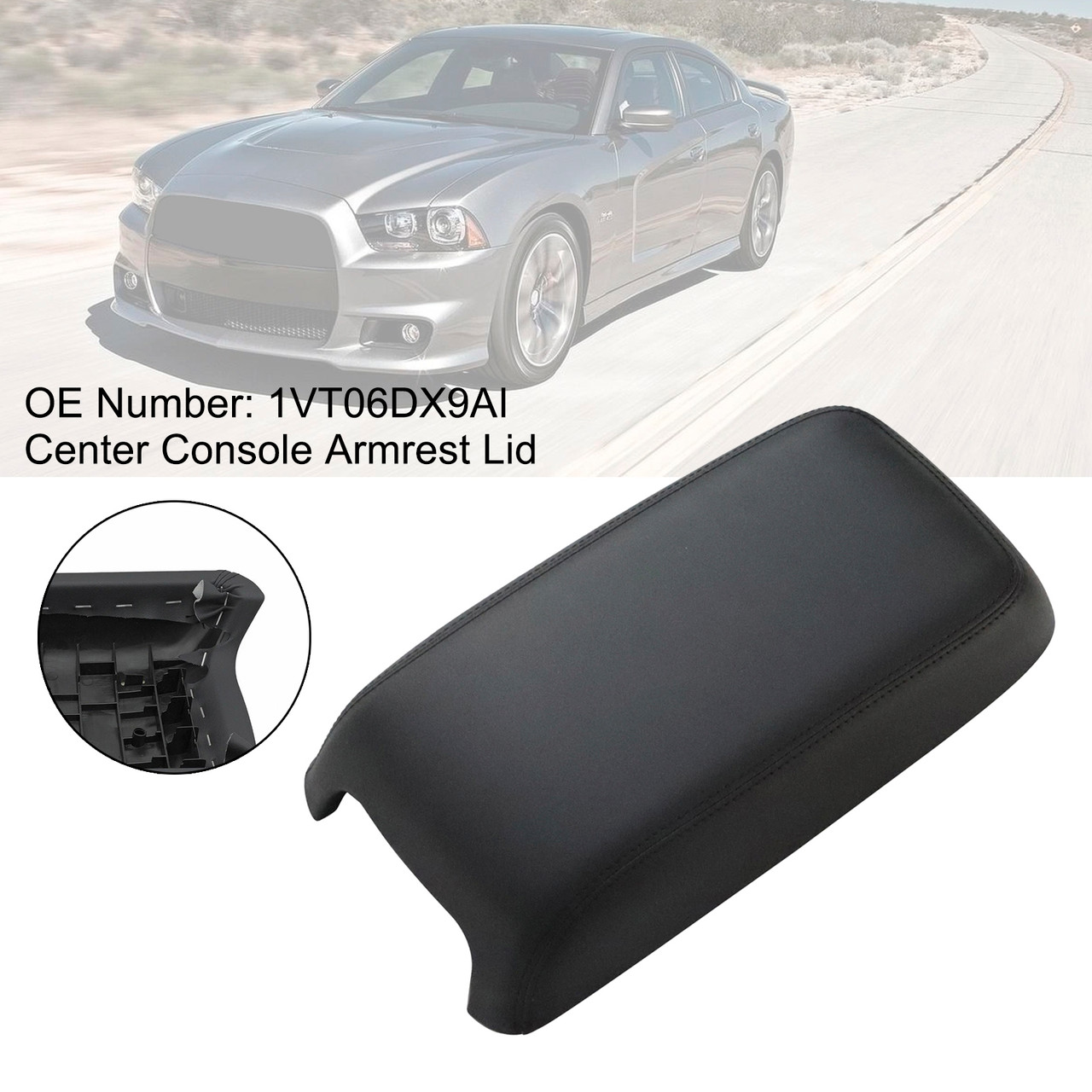 2011-2017 Dodge Charger Center Console Armrest Lid Cover 1VT06DX9AI Black Generic