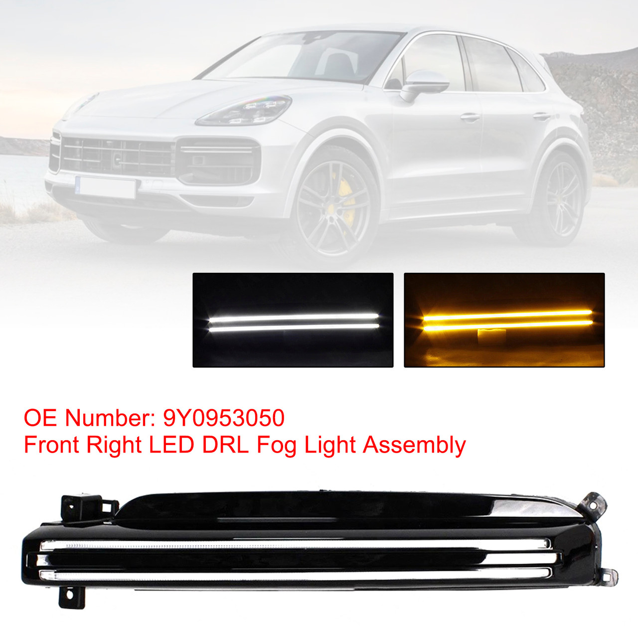 2018-2022 Porsche Cayenne Turbo Front Right LED DRL Fog Light Assembly 9Y0953049 Generic