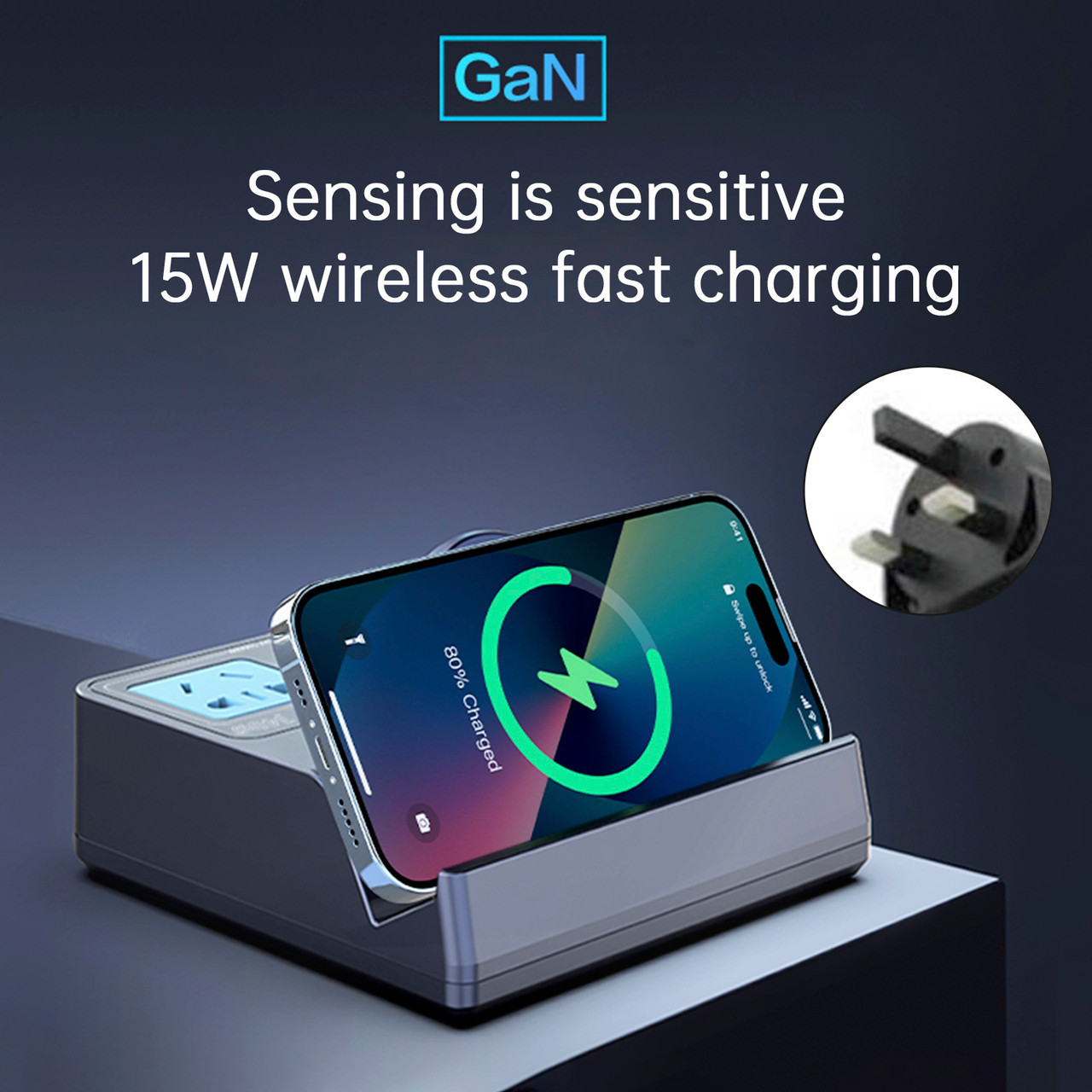 140W Smart Wireless Fast Charging Socket High Power PD100W Notebook QC Charging UK Plug