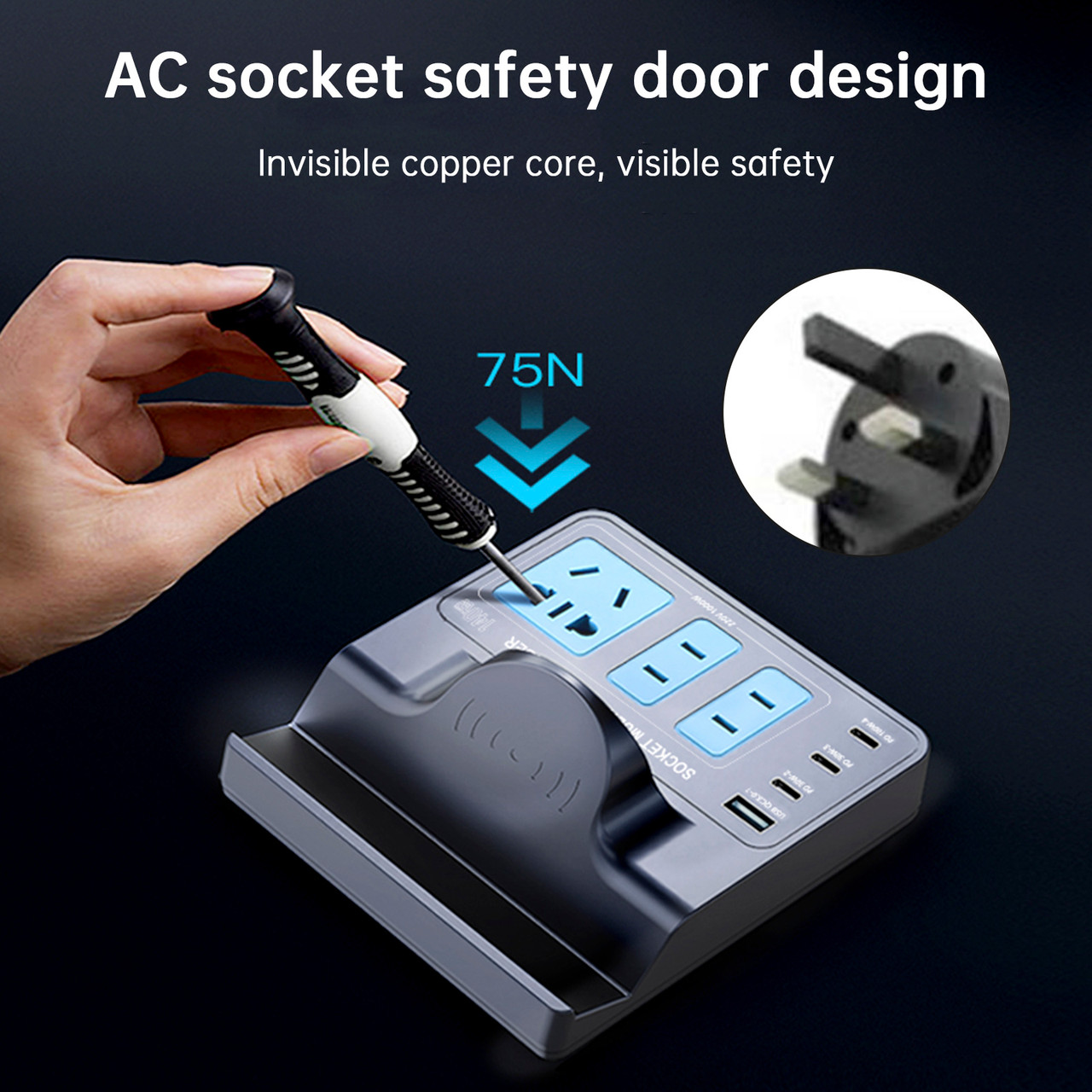 140W Smart Wireless Fast Charging Socket High Power PD100W Notebook QC Charging UK Plug