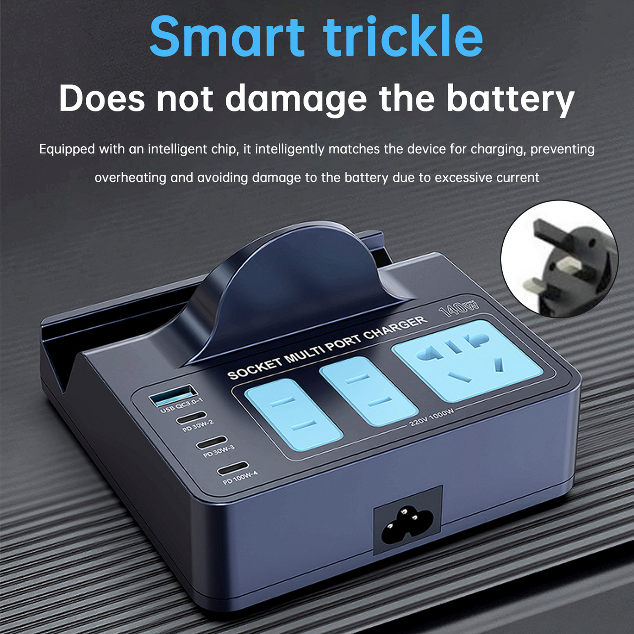 140W Smart Wireless Fast Charging Socket High Power PD100W Notebook QC Charging UK Plug