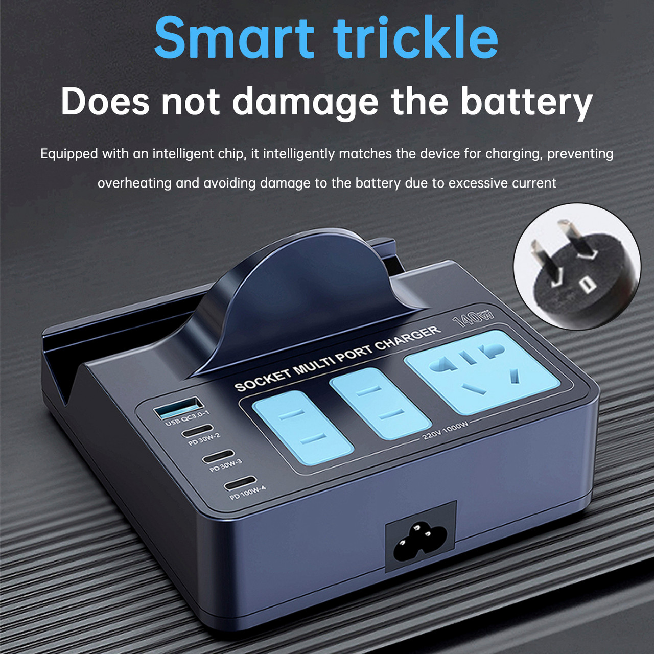 140W Smart Wireless Fast Charging Socket High Power PD100W Notebook QC Charging Mobile Phone Charger AU Plug