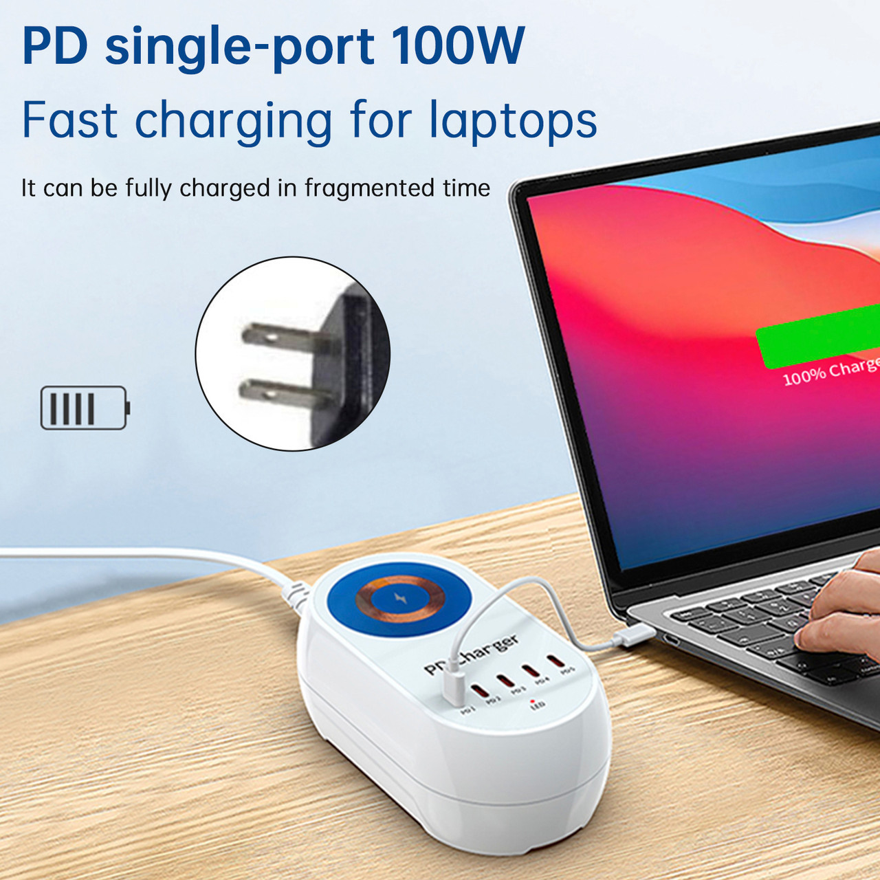 140W PD Multi-Port Charger Magnetic Wireless Fast Charging PD100W Laptop Mobile Phone Charger US Plug