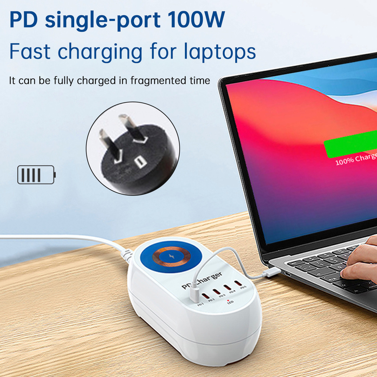 140W PD Multi-Port Charger Magnetic Wireless Fast Charging PD100W Laptop Mobile Phone Charger AU Plug