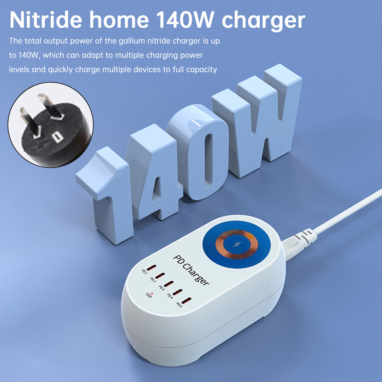 140W PD Multi-Port Charger Magnetic Wireless Fast Charging PD100W Laptop Mobile Phone Charger AU Plug