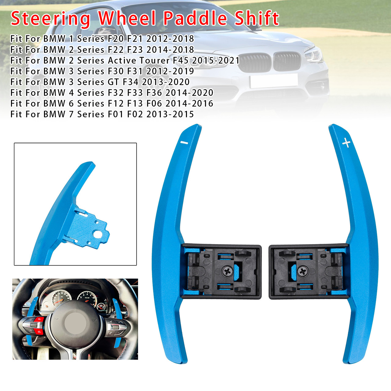 2014-2020 BMW F87 F80 F82 Paddle Shifter Extension Aluminium Blue Generic 2014-2020 BMW F87 F80 F82 Paddle Shifter Extension Aluminium Blue Generic
