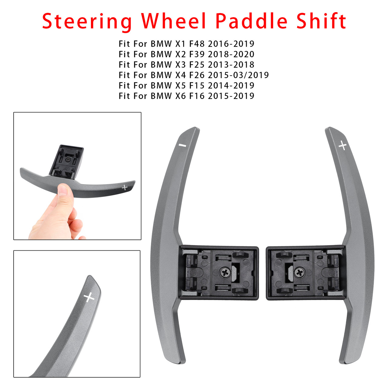 2013-2020 BMW X1-X6 Paddle Shifter Extension Aluminium Grey Generic 2013-2020 BMW X1-X6 Paddle Shifter Extension Aluminium Grey Generic