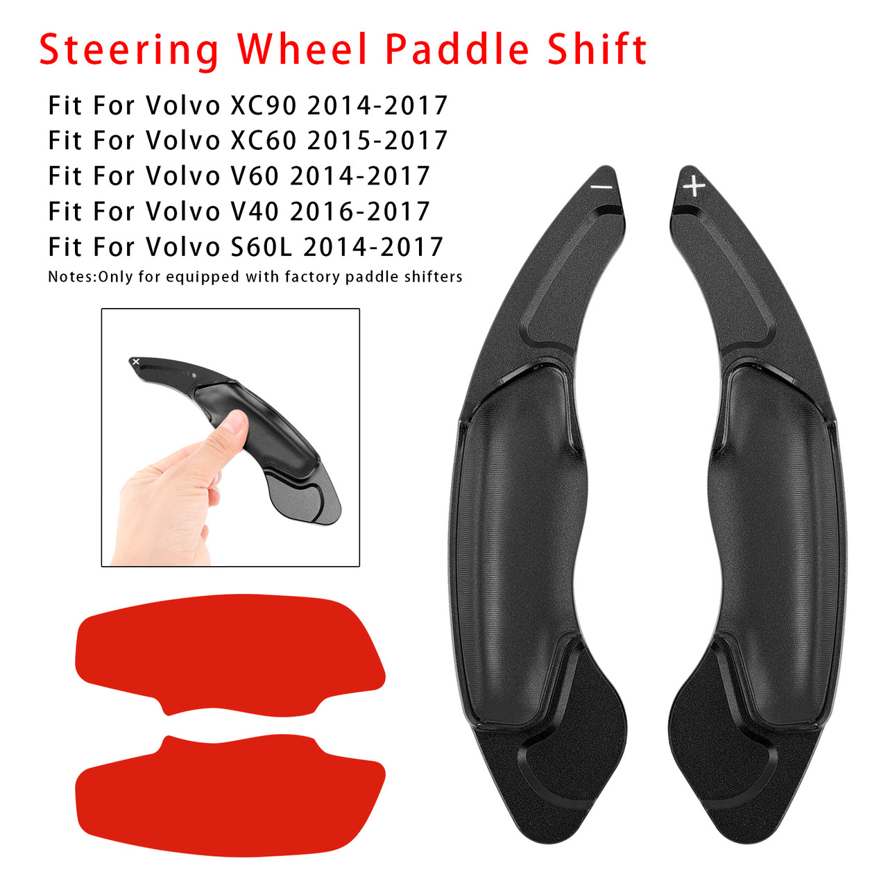 2014-2017 Volvo S60L Steering Wheel Paddle Shifter Extension Aluminium Black Generic 2014-2017 Volvo S60L Steering Wheel Paddle Shifter Extension Aluminium Black Generic