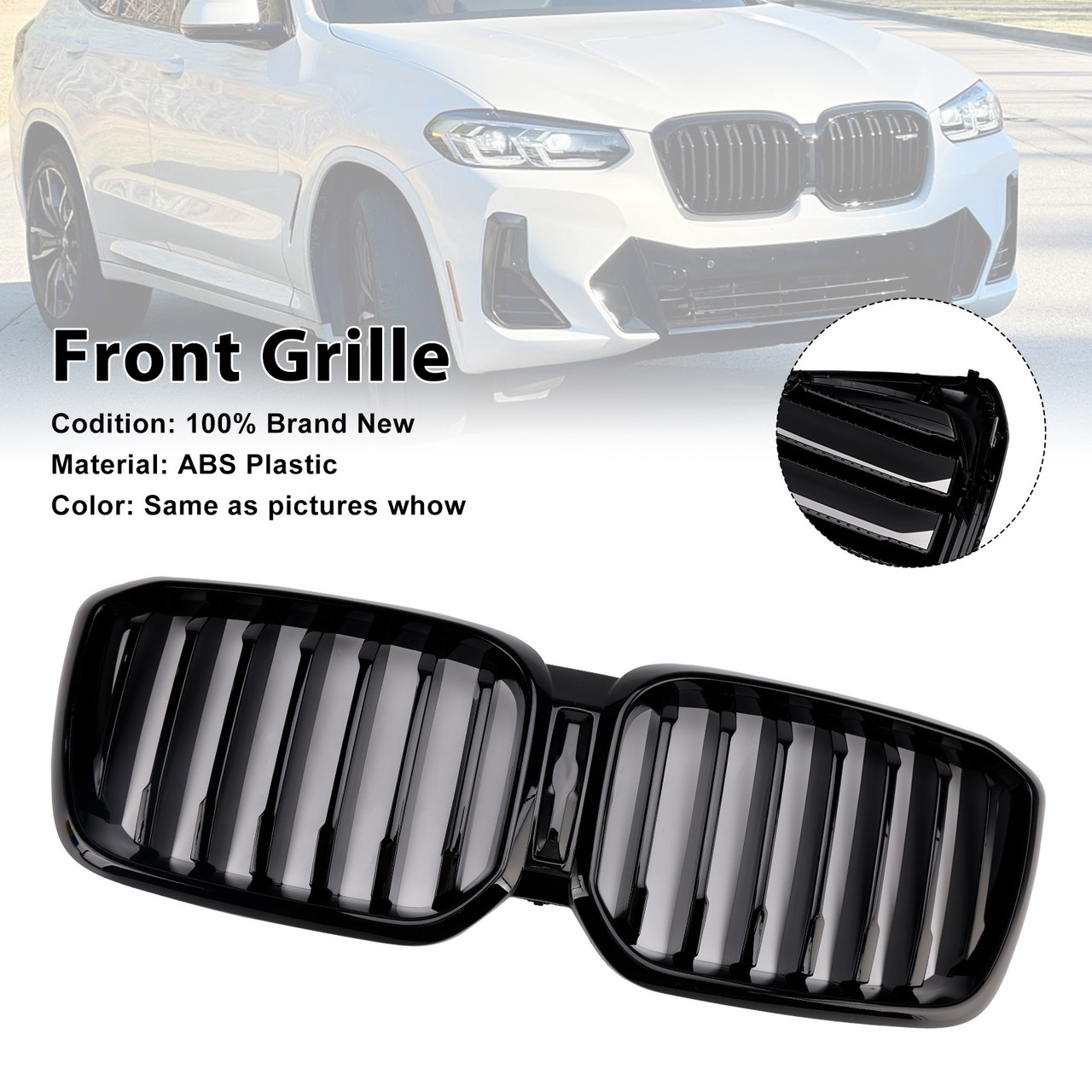 2022-2025 BMW X3 G01 X4 G02 With Camera Hole Front Bumper Kidney Grille Gloss Black Generic