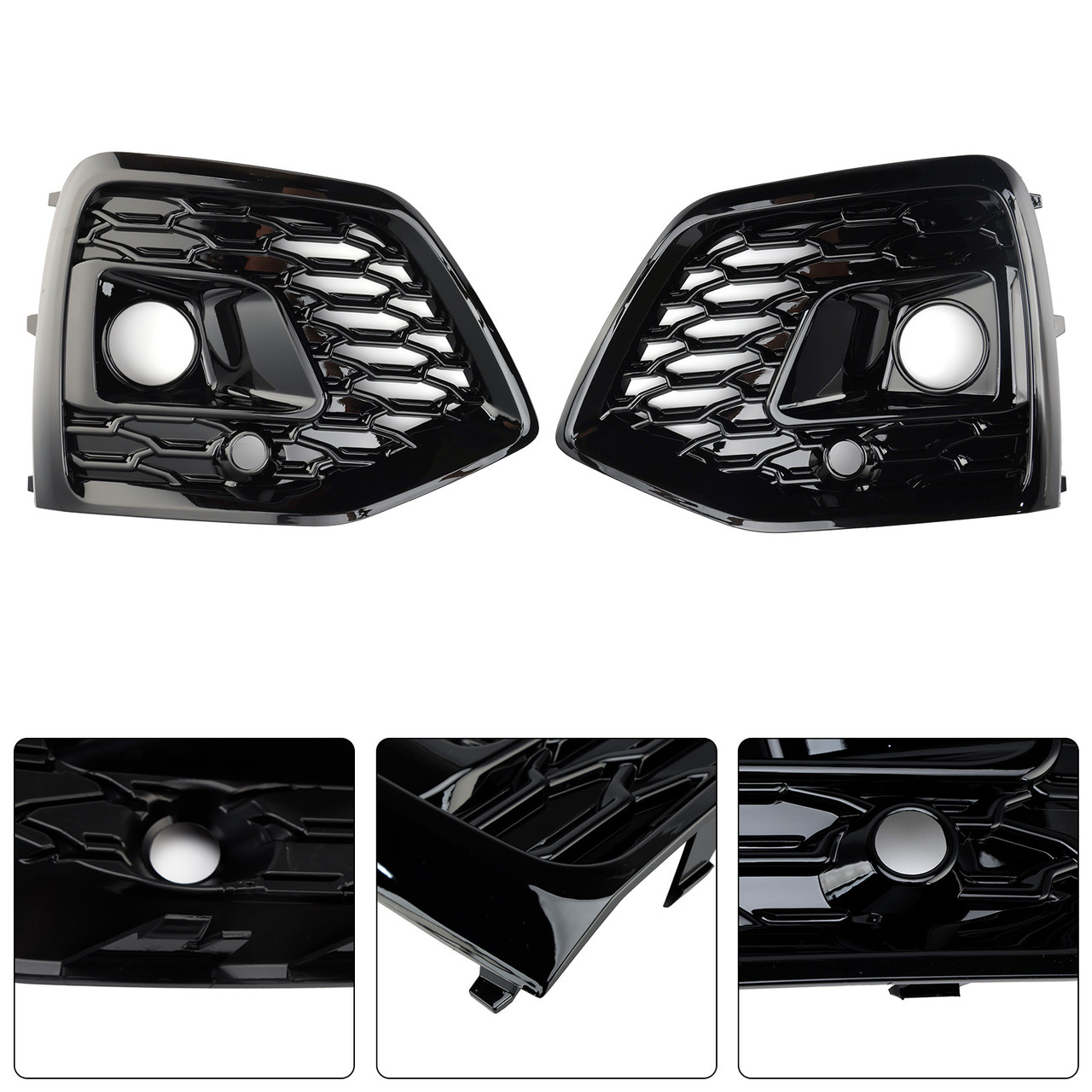 2021-2025 Audi Q5 SQ5 S-Line 2* Fog Lamp Grille Gloss Black Generic
