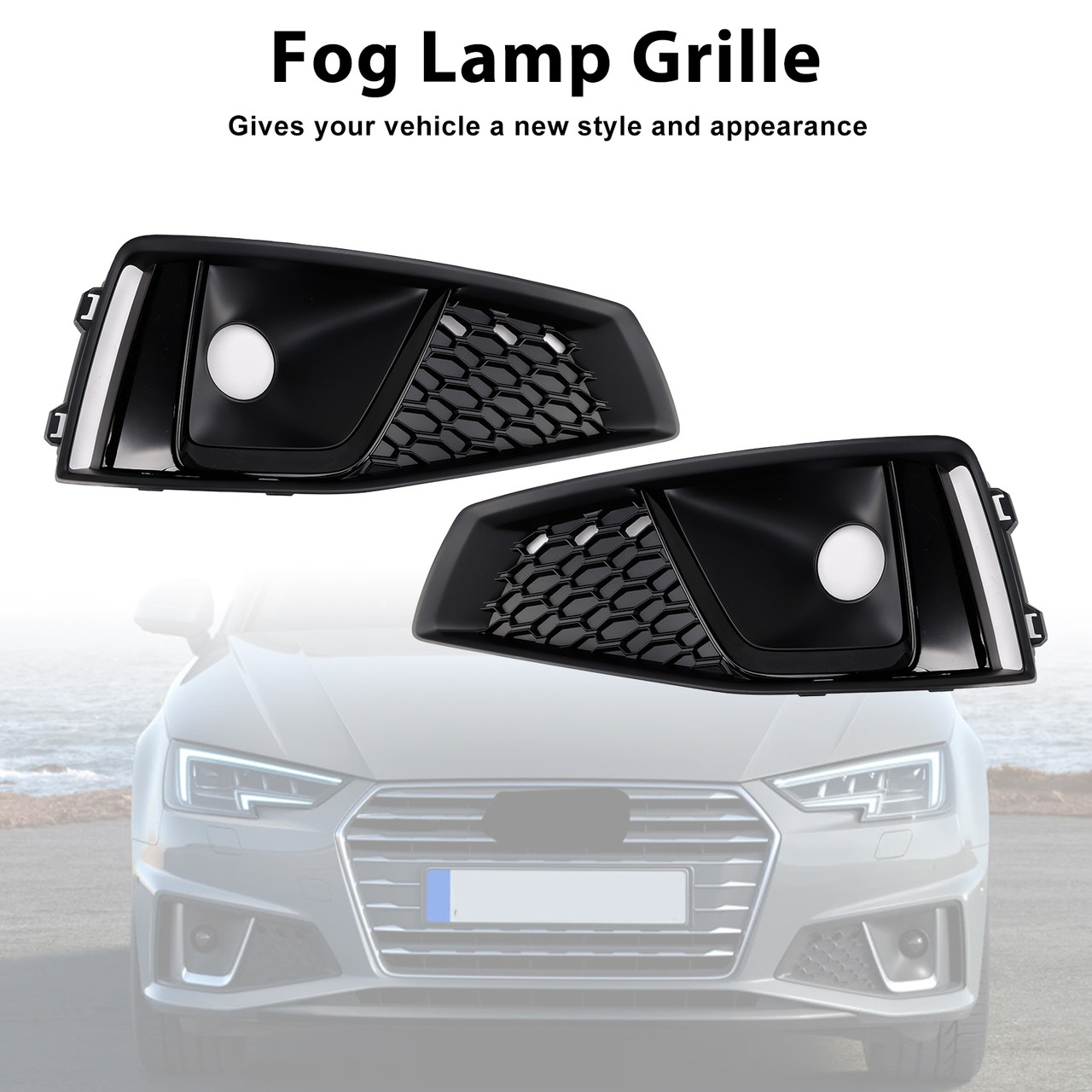 2018-2020 Audi A4 B9 S-LINE S4 Front Fog Light Grille Trim Cover Black Generic
