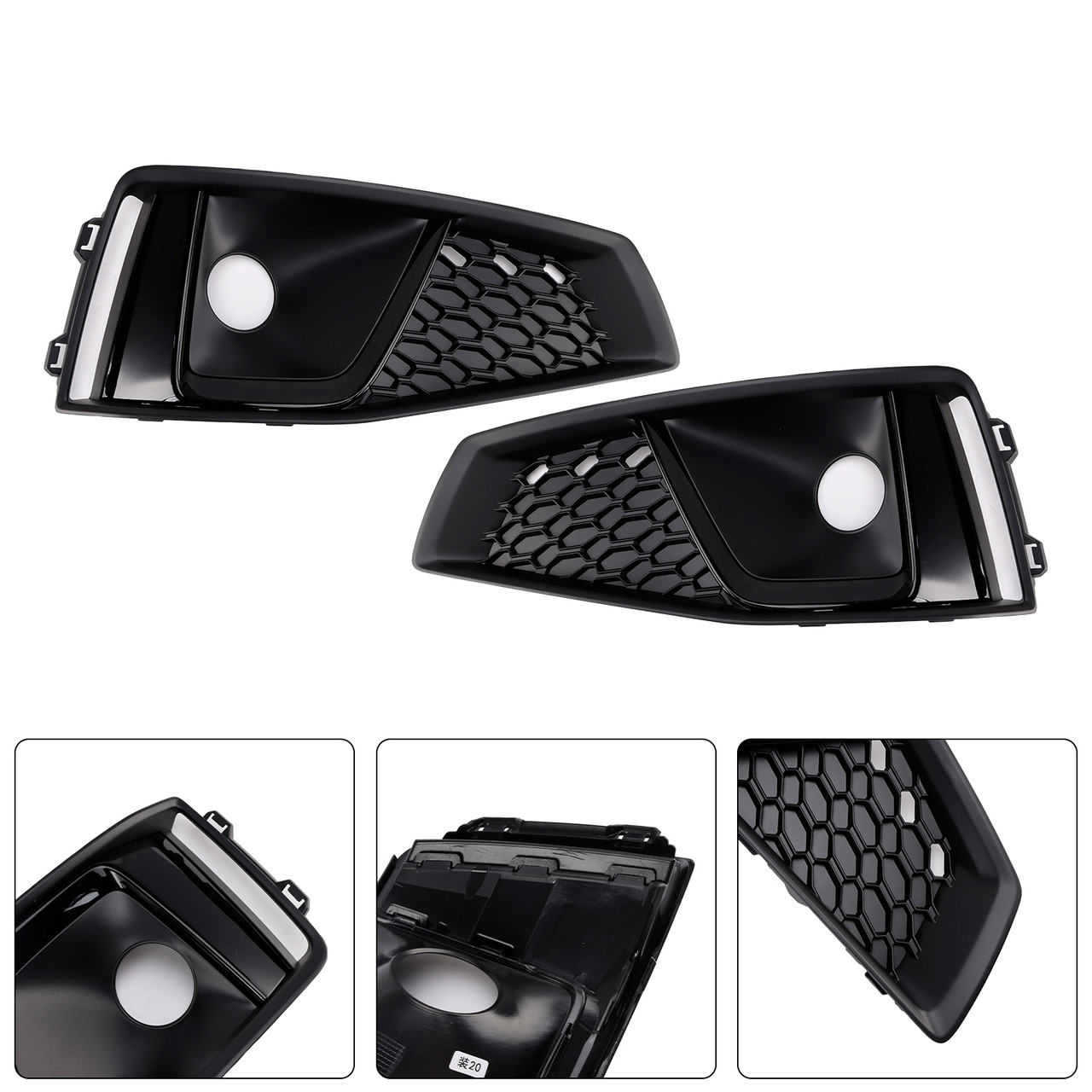 2018-2020 Audi A4 B9 S-LINE S4 Front Fog Light Grille Trim Cover Black Generic