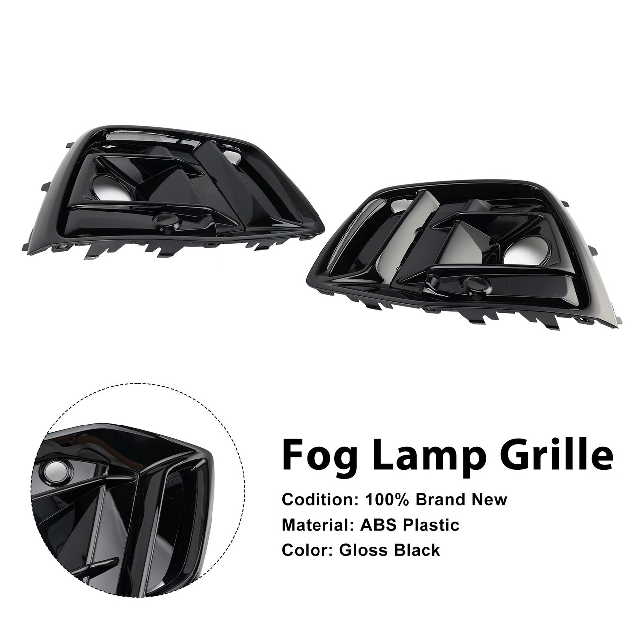 2021-2025 Audi Q5 SQ5 S-Line Front Fog Lamp Grille Black Generic