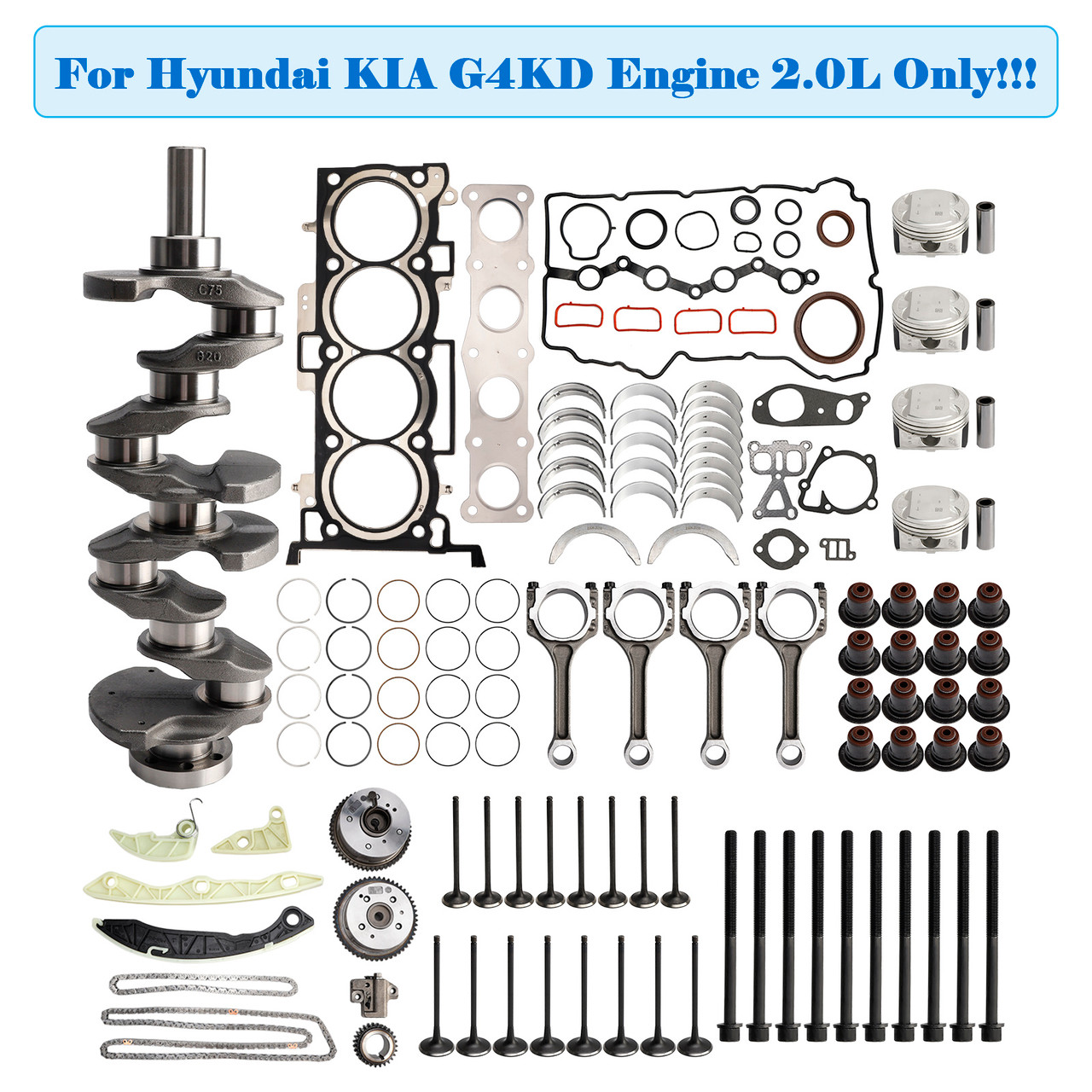 2006-2012 Hyundai Santa Fe G4KD 2.0L Engine Overhaul Rebuild Kit Crankshaft Rods Timing Kit 23111-2G010 Generic