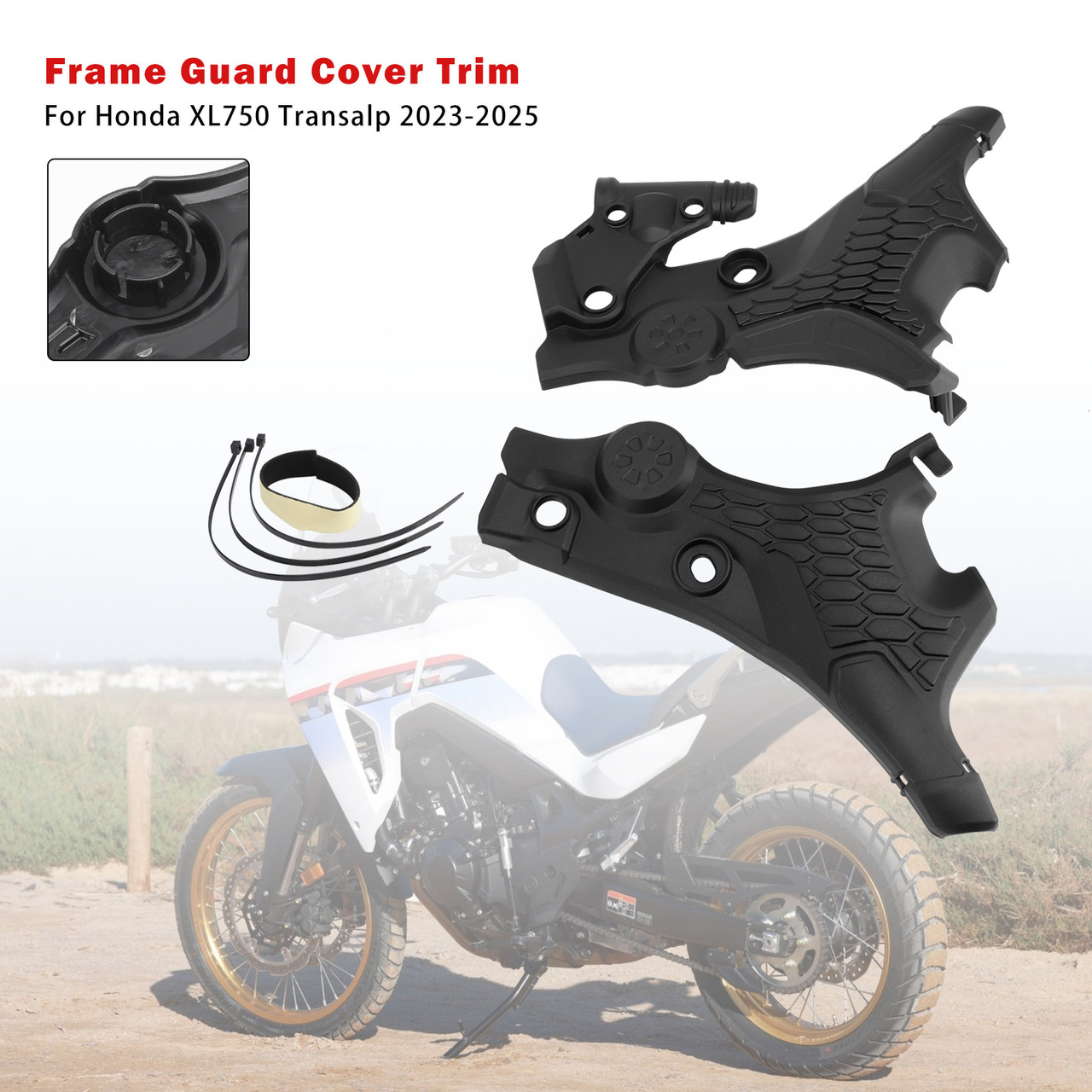 2023-2025 Honda XL750 Transalp Frame Guard Cover Trim Black Generic 2023-2025 Honda XL750 Transalp Frame Guard Cover Trim Black Generic