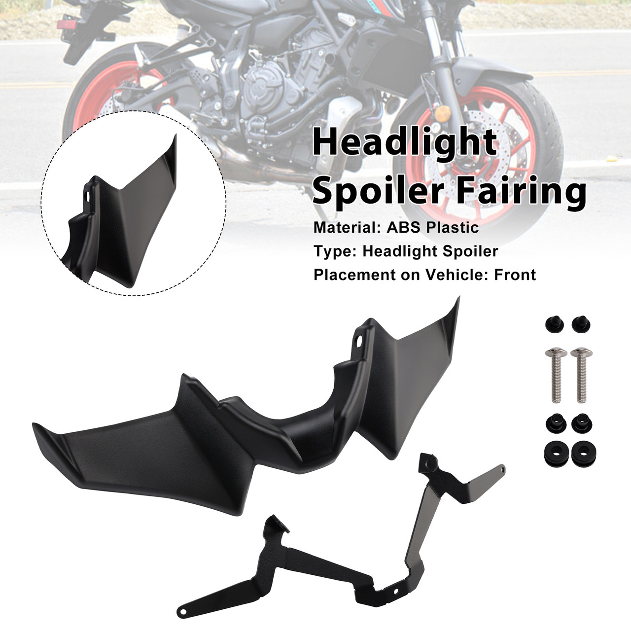 2021-2024 Yamaha MT-07 Headlight Spoiler Black Generic 2021-2024 Yamaha MT-07 Headlight Spoiler Black Generic