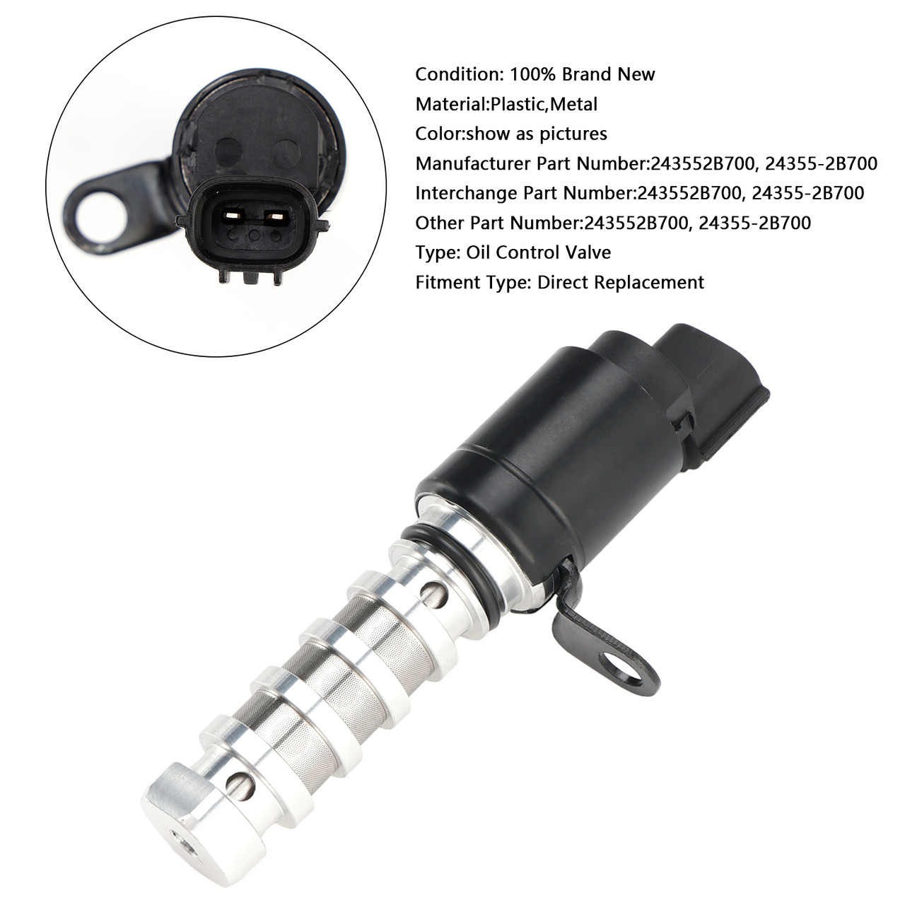 2006-2010 KIA AMANTI BORREGO SEDONA SORENTO Oil Control Valve Timing VVT Solenoid 24355-2B700 Generic