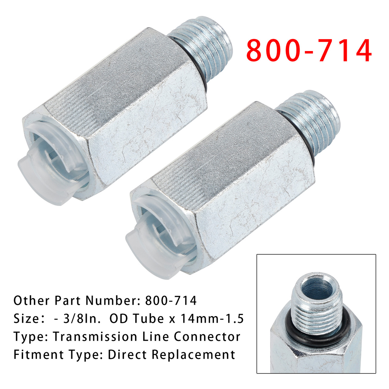 Select Jeep Models 2Pcs Transmission Line Connector-3/8In. OD Tube x 14mm-1.5 800-714 Generic