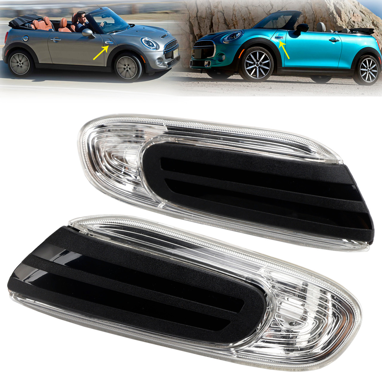 2014-2021 Mini Cooper Hatchback F55/G56 Direction Additional Turn Indicator Lamp White Left+Right 63137298347 63137298348 Generic