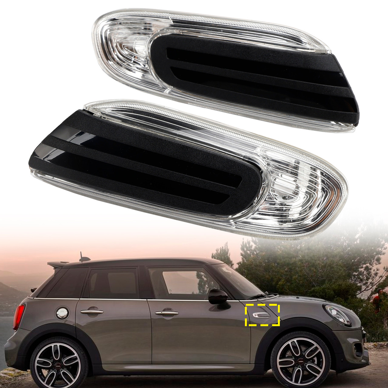 2016-2021 Mini Cooper Convertible F57 Direction Additional Turn Indicator Lamp White Left+Right 63137298347 63137298348 Generic