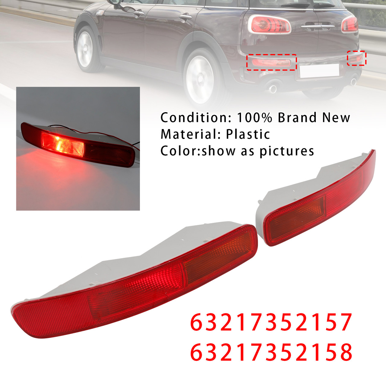 2016-2024 F54 MINI Clubman/ Clubman S Left+Right LED Rear Bumper Light 63217352157 63217352158 Generic