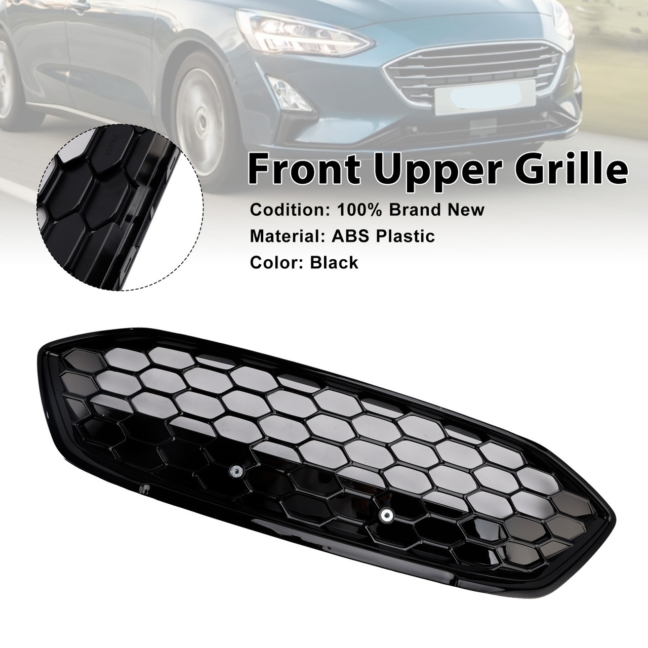 2018-2021 Ford Focus ST Style Mesh Front Bumper Grille Gloss Black JX7B-8200-AB Generic