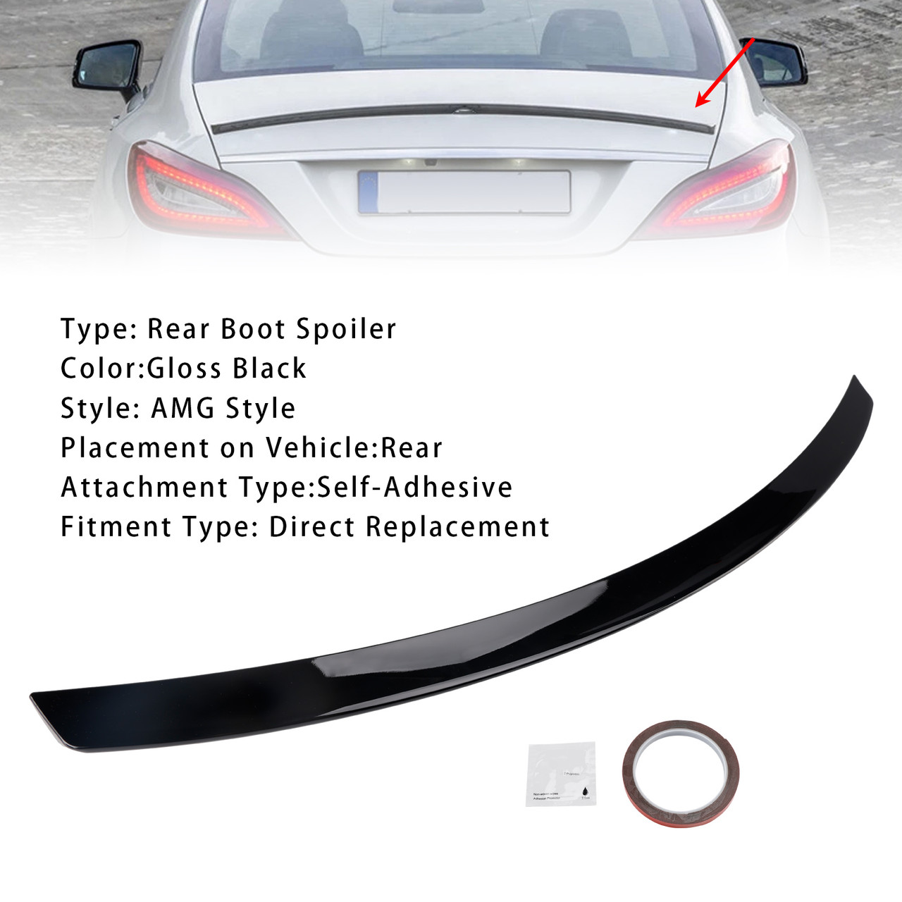 2010-2018 Mercedes-Benz CLS Class W218 C218 Rear Boot Spoiler AMG Style Gloss Black Generic