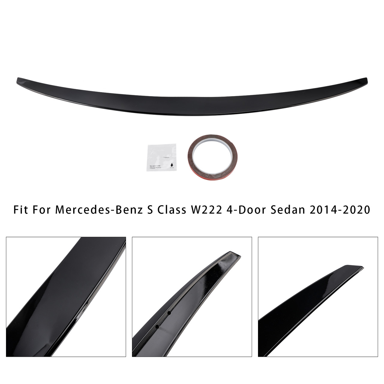2014-2020 Mercedes-Benz S Class W222 4-Door Sedan Rear Boot Spoiler AMG Style Gloss Black