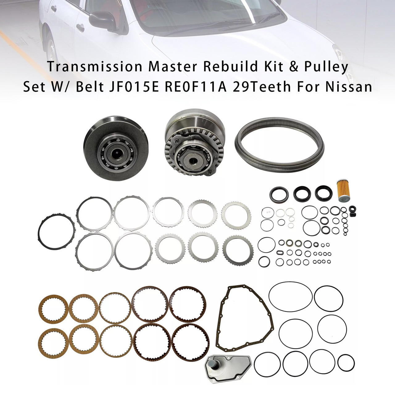 2013-2015 MITSUBISHI Transmission Master Rebuild Kit & Pulley Set W/ Belt JF015E RE0F11A Generic
