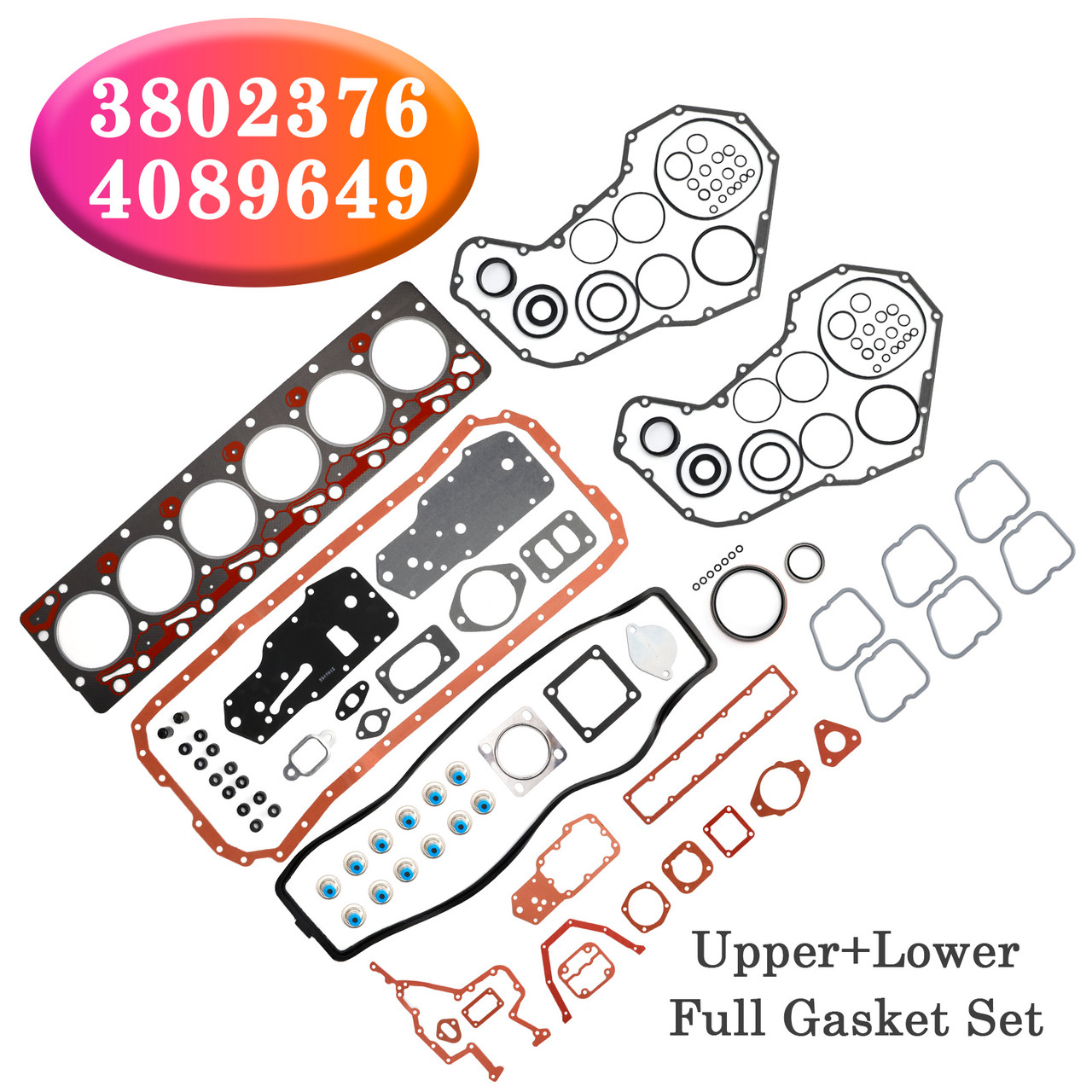 Cummins Dodge Ram 2500 3500 5.9 12V Complete Upper Lower Head Gasket 3802376 4089649 Generic Cummins Dodge Ram 2500 3500 5.9 12V Complete Upper Lower Head Gasket 3802376 4089649 Generic